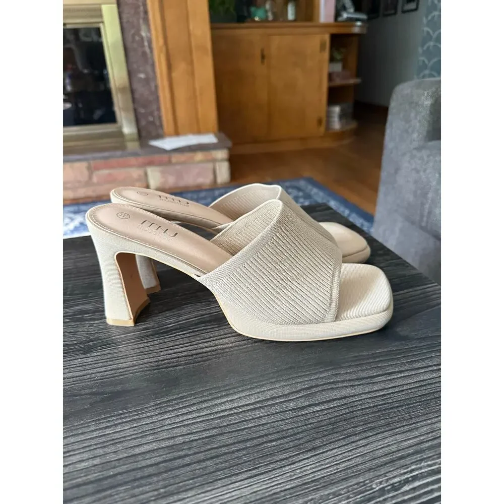 6/$25 Musshoe Nude Mule Heels Sz. 10
